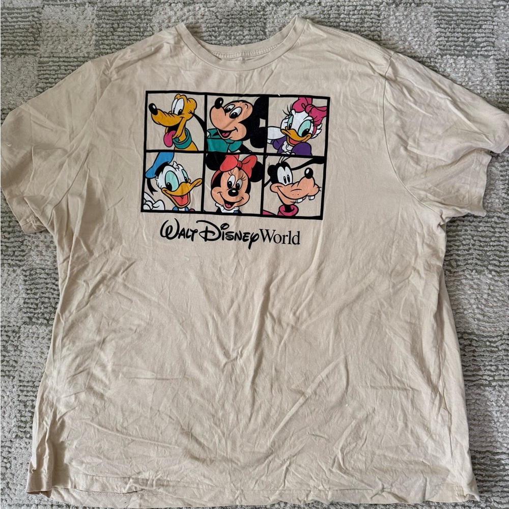Viral Disney Parks Beige T-Shirt with Classic Characters